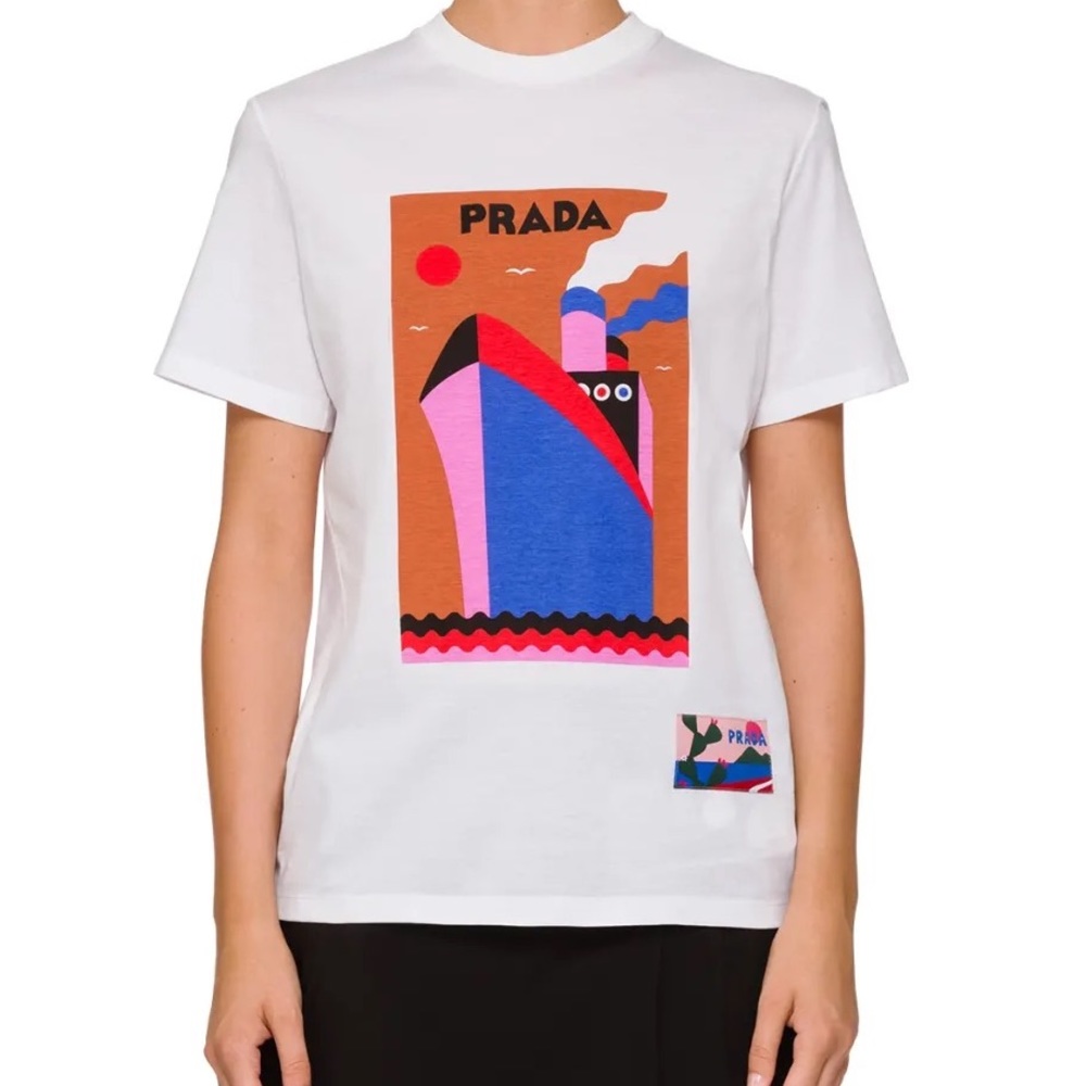 PRADA Short-Sleeve Logo Graphic T-Shirt